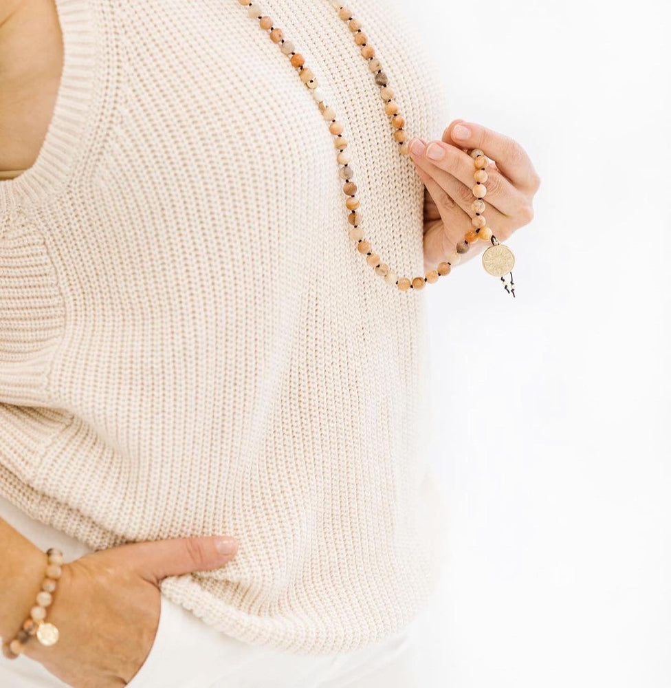 
            
                Load image into Gallery viewer, sunstone full mala - Sage + StrandNecklaces
            
        